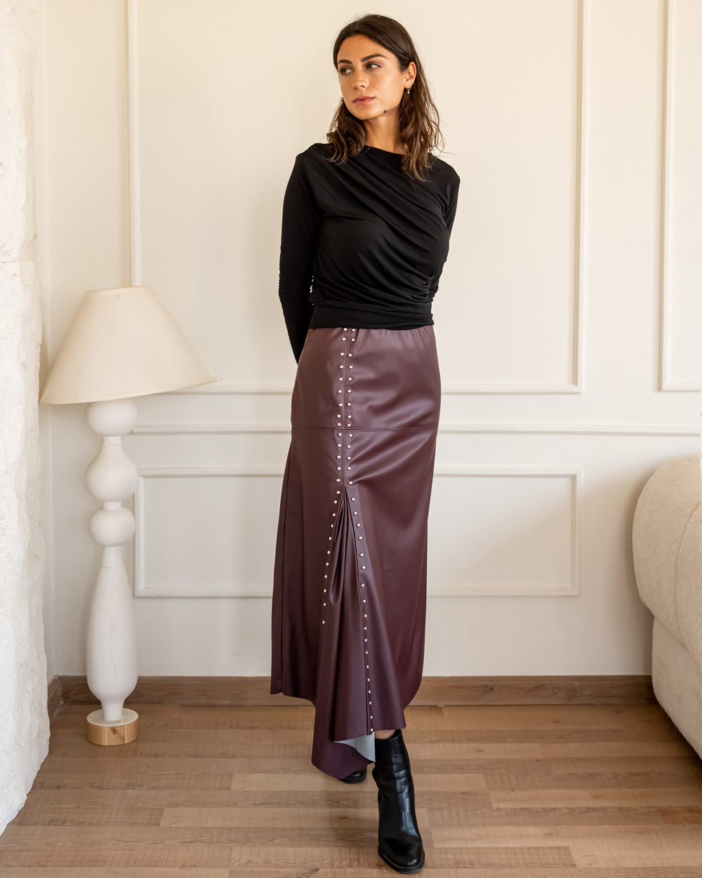 Maxi Skirt Burgundy Skirt Pencil Faux Leather Pencil Skirt Long