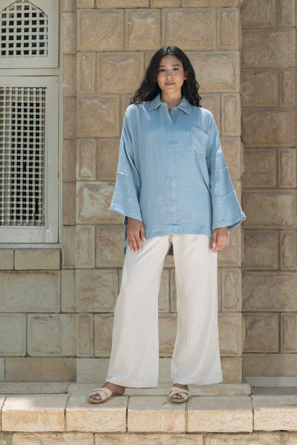 Studs Top - Baby Blue