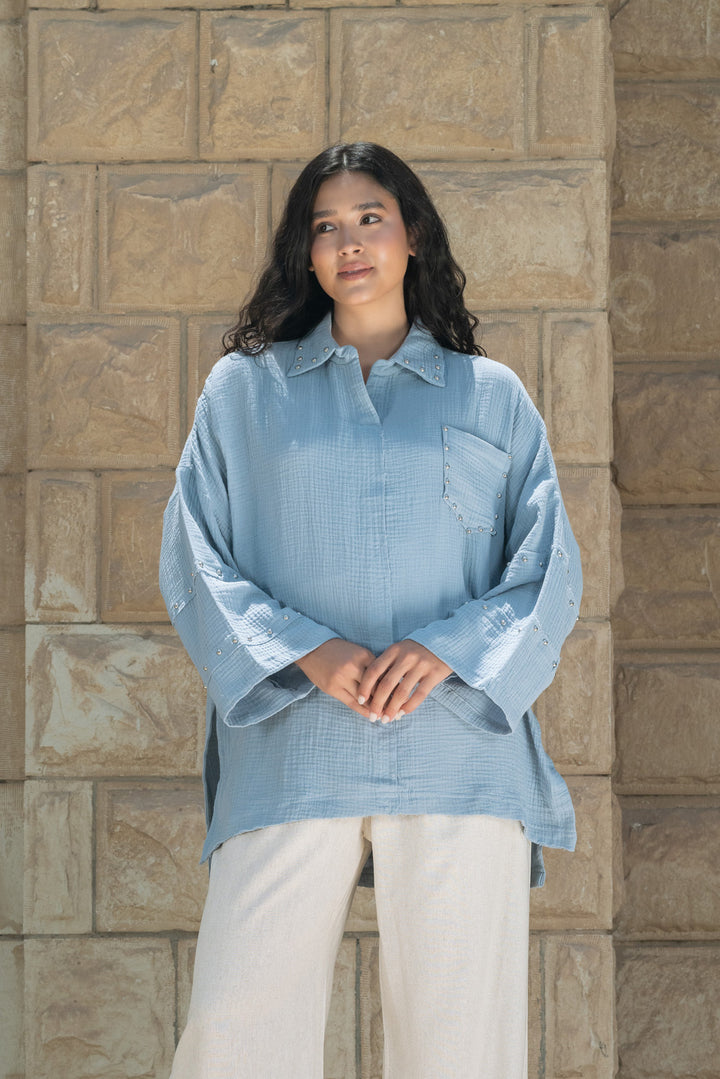 Studs Top - Baby Blue