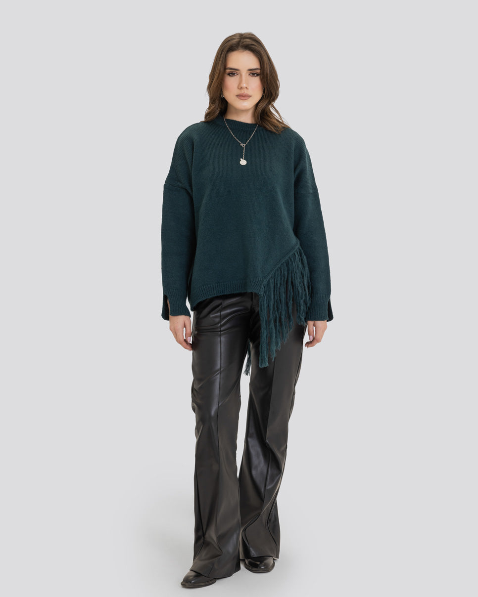 The Fringe Drift Pullover-Teal