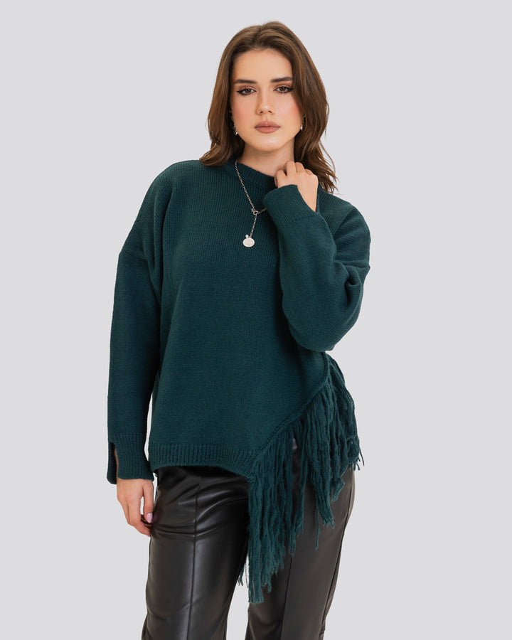 The Fringe Drift Pullover-Teal