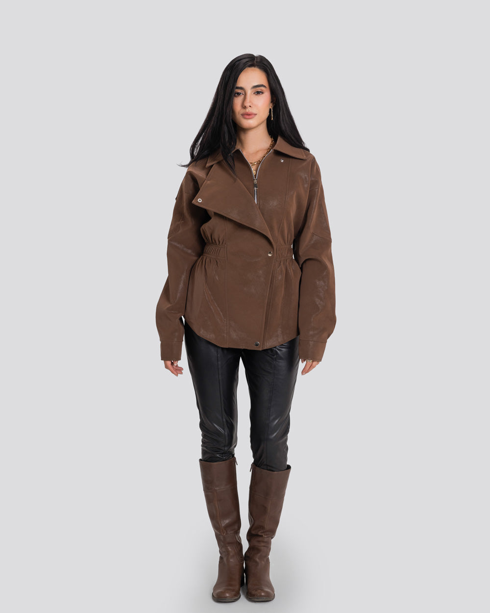 The Suede Leather Jacket - Brown