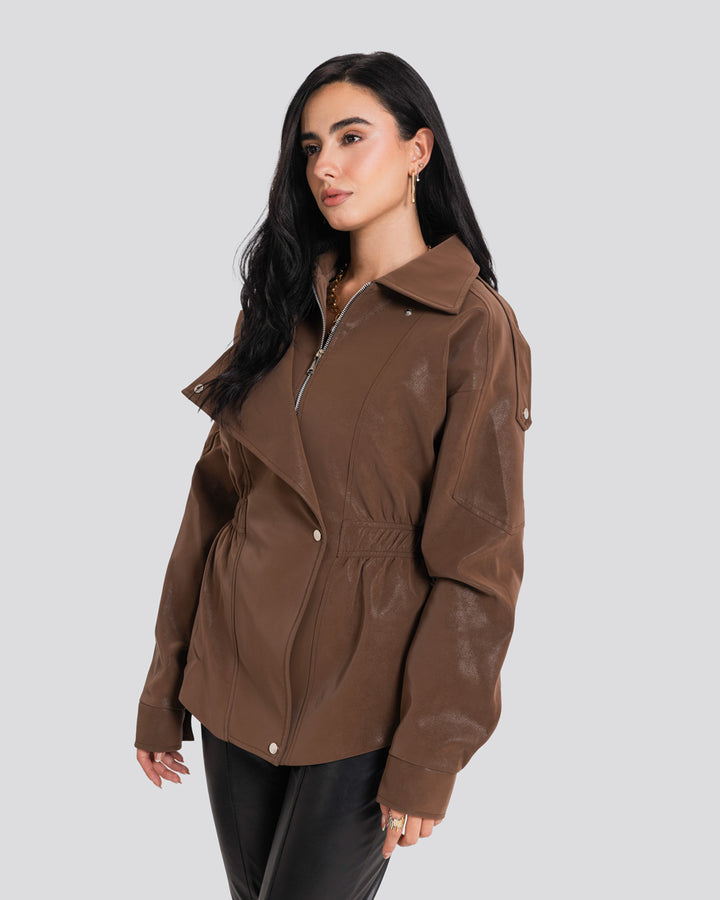 The Suede Leather Jacket - Brown