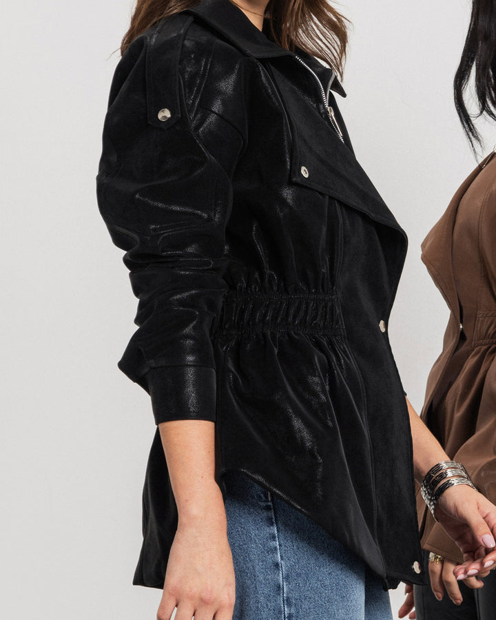 The Suede Leather Jacket - Black