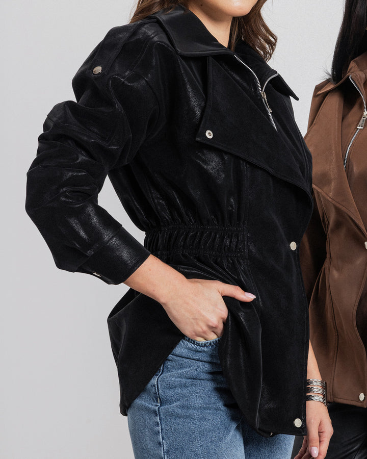 The Suede Leather Jacket - Black