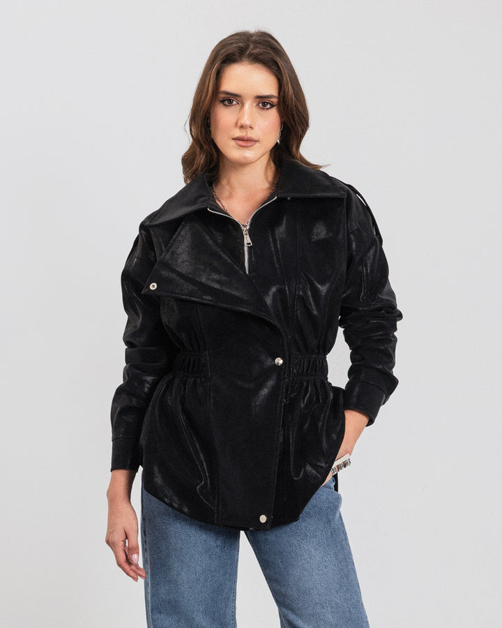 The Suede Leather Jacket - Black