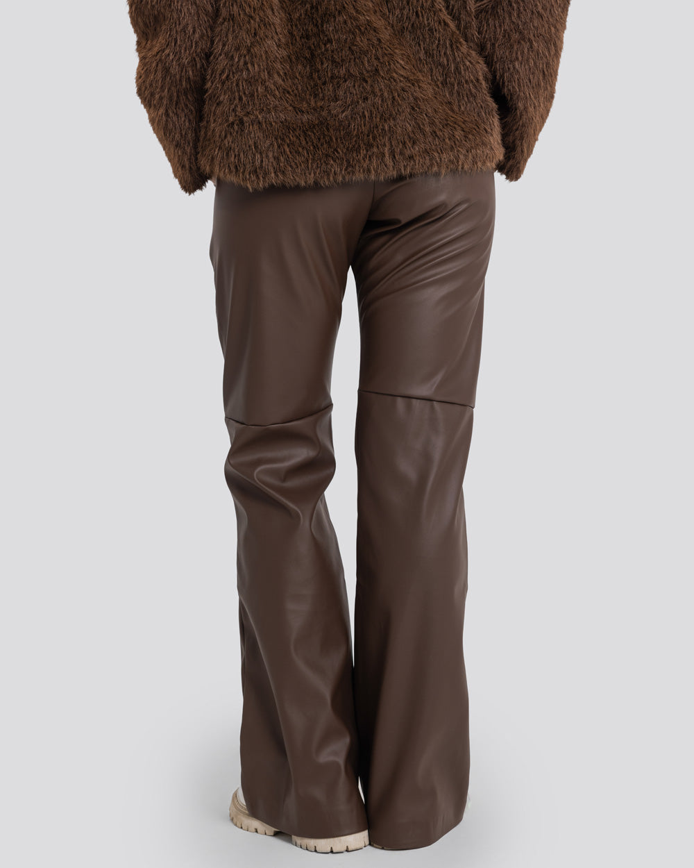 Flare Leather Pants-Brown