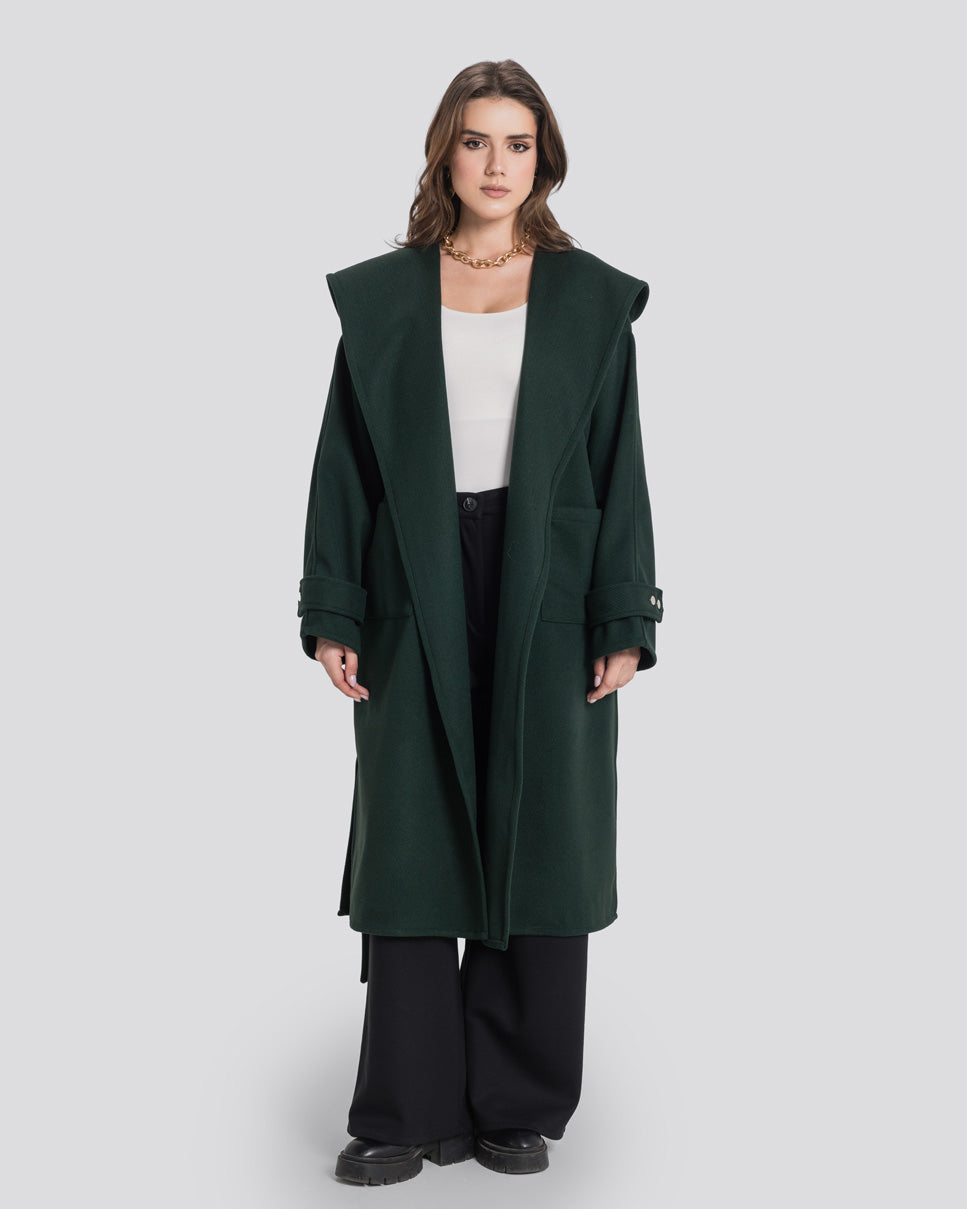The Hooded Cardigan-Dark Green