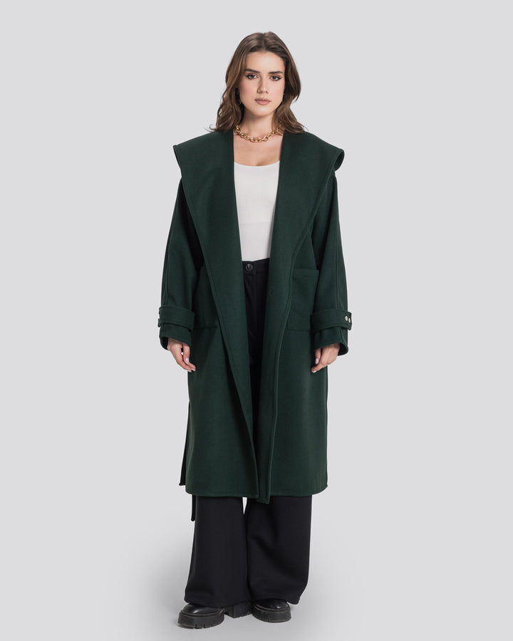 The Hooded Cardigan-Dark Green