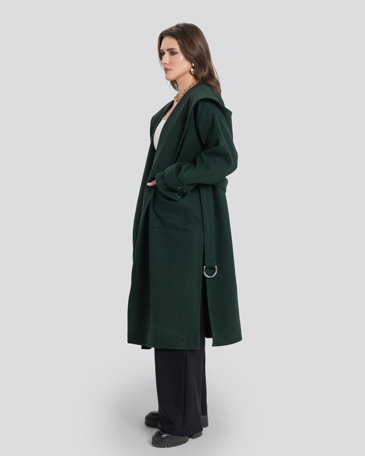 The Hooded Cardigan-Dark Green
