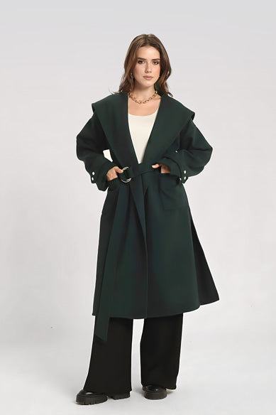 The Hooded Cardigan-Dark Green
