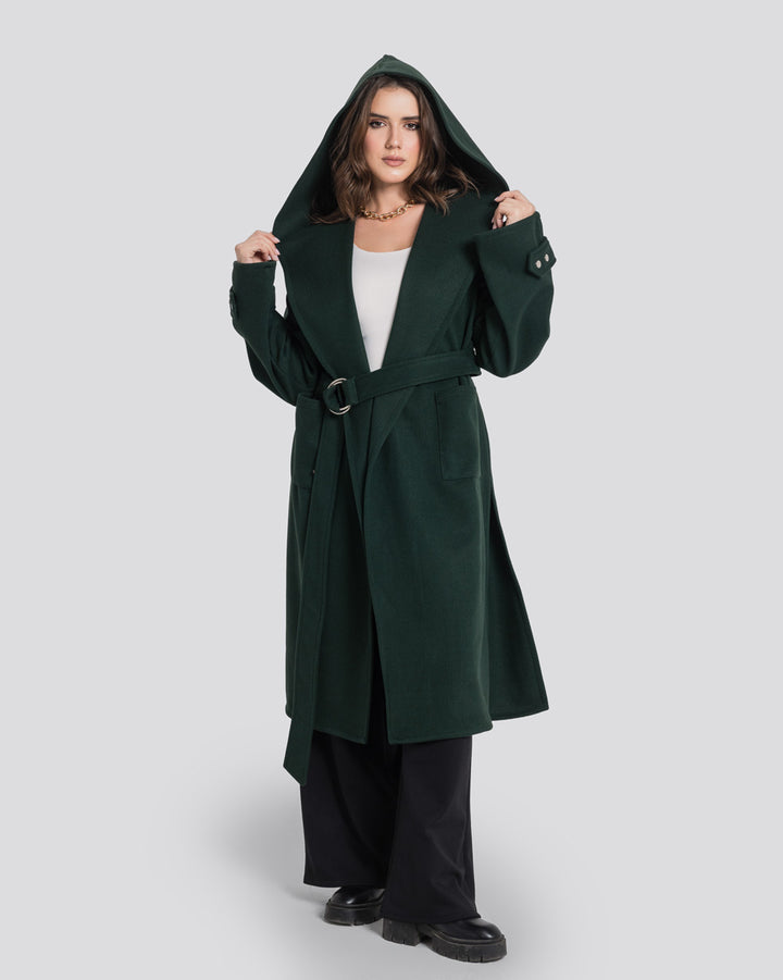 The Hooded Cardigan-Dark Green