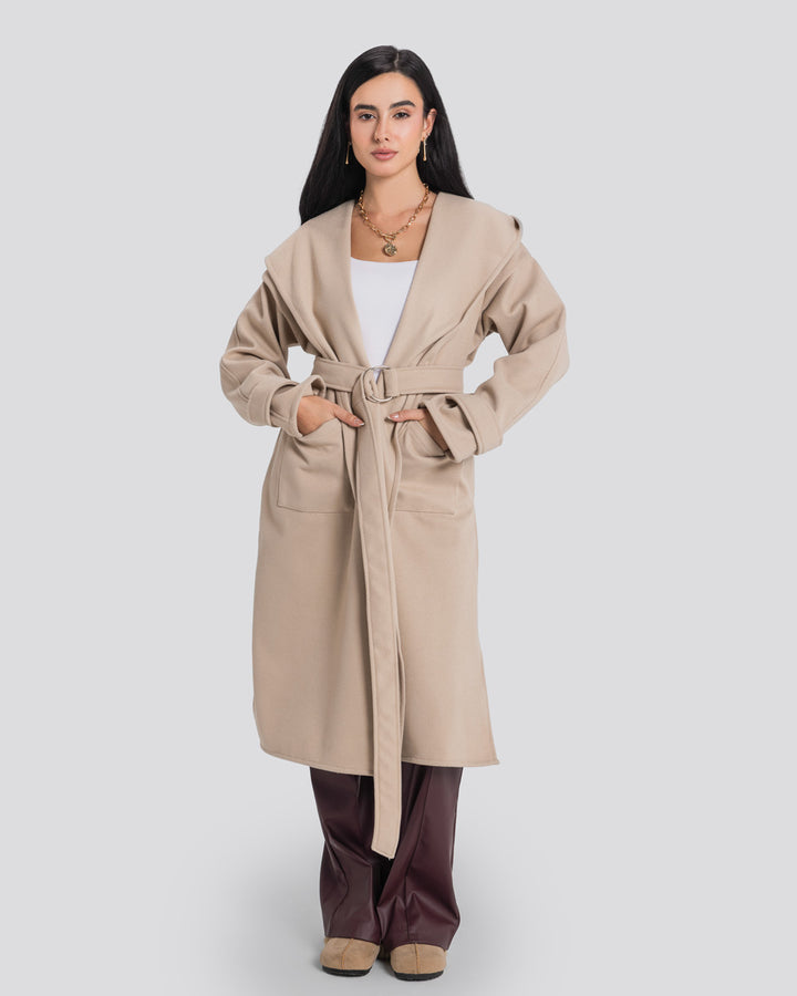 The Hooded Cardigan-Beige