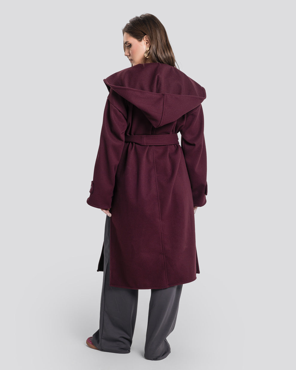 The Hooded Cardigan-Burgundy