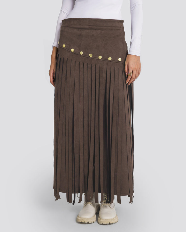 Rebel Fringes Skirt - Espresso Brown