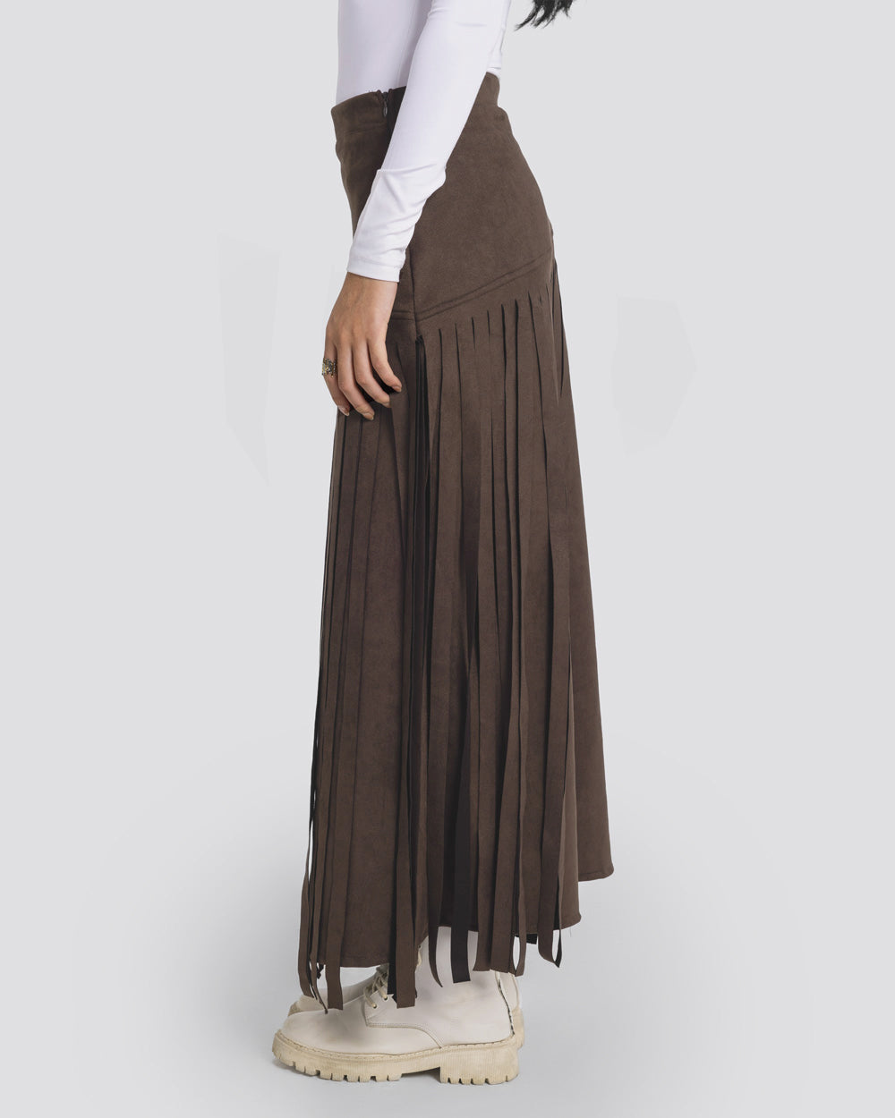 Rebel Fringes Skirt - Espresso Brown