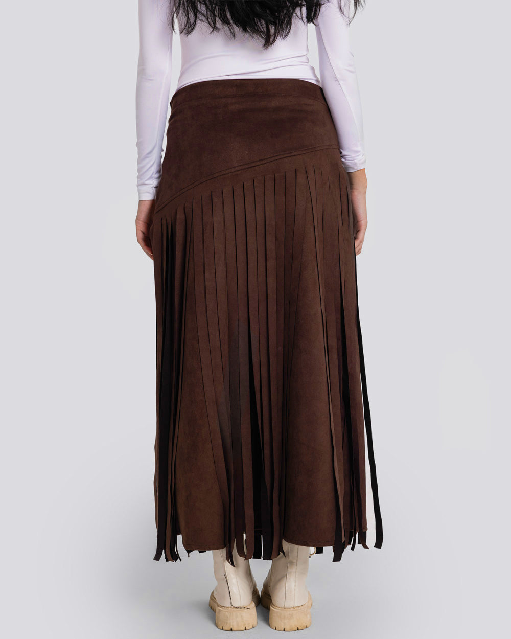 Rebel Fringes Skirt-Brown
