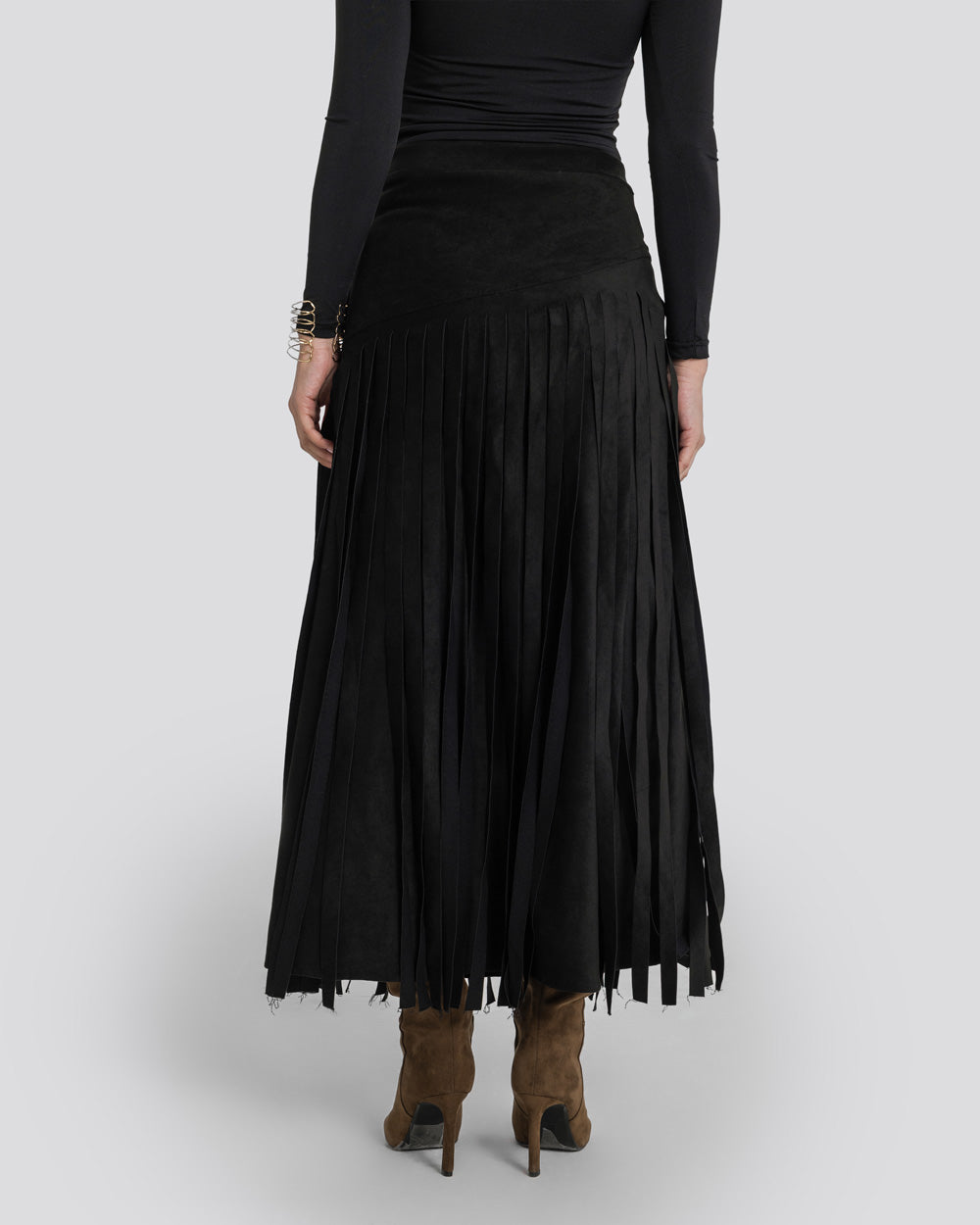 Rebel Fringes Skirt-Black