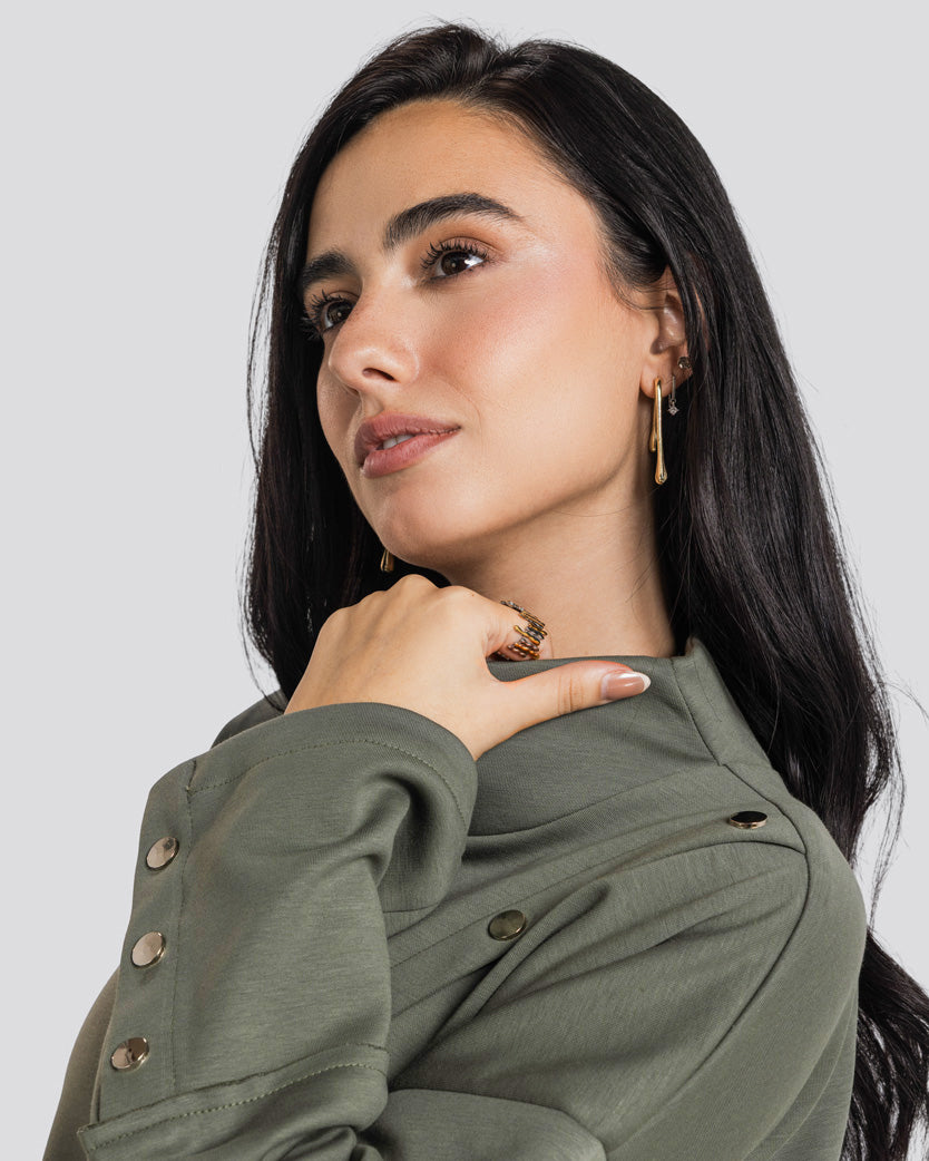 Asymmetric Edit Sweatshirt-Olive