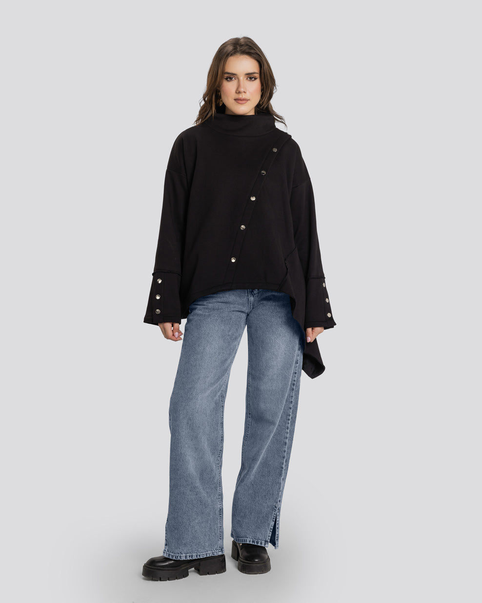 Asymmetric Edit Sweatshirt-Black