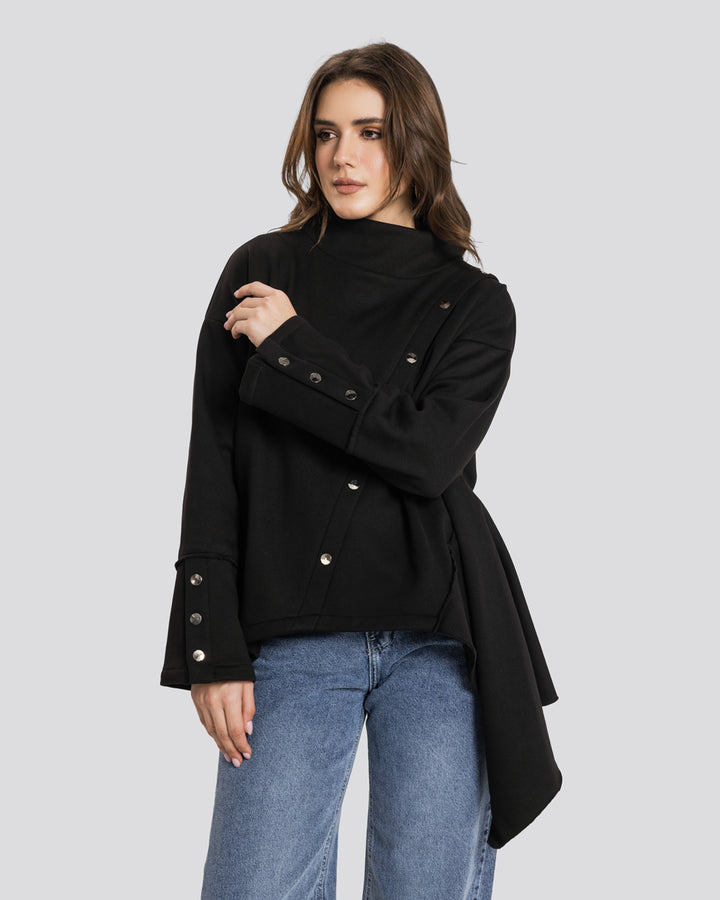 Asymmetric Edit Sweatshirt-Black