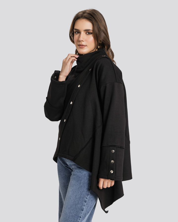 Asymmetric Edit Sweatshirt-Black