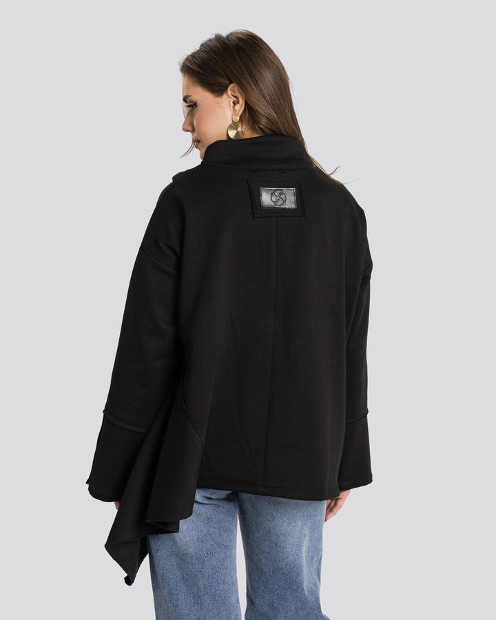 Asymmetric Edit Sweatshirt-Black