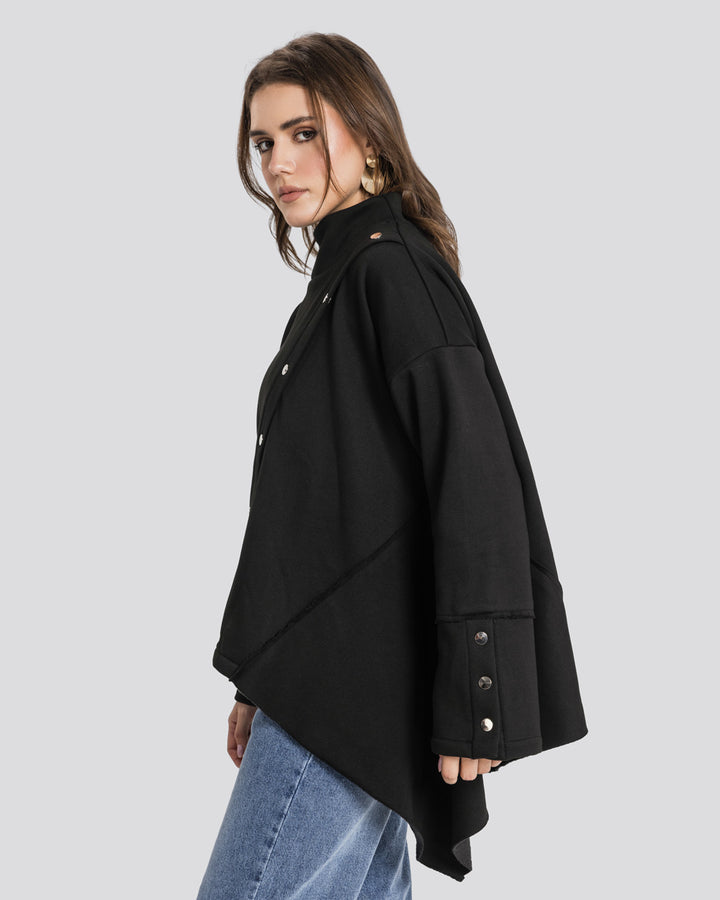 Asymmetric Edit Sweatshirt-Black