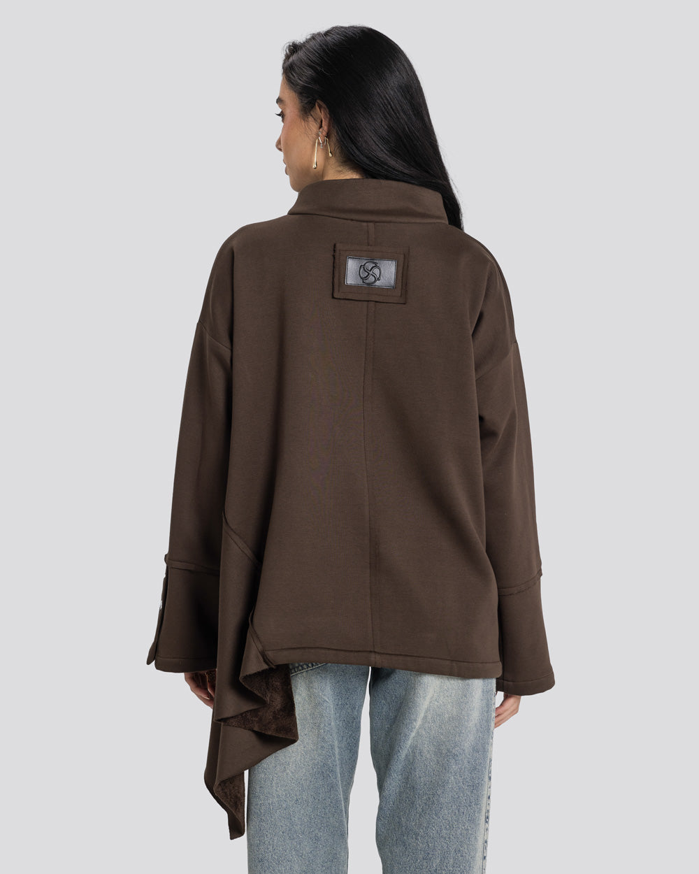 Asymmetric Edit Sweatshirt-Brown