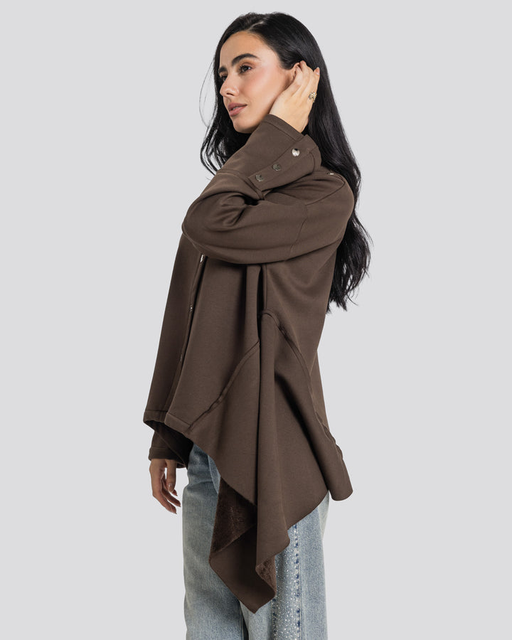 Asymmetric Edit Sweatshirt-Brown