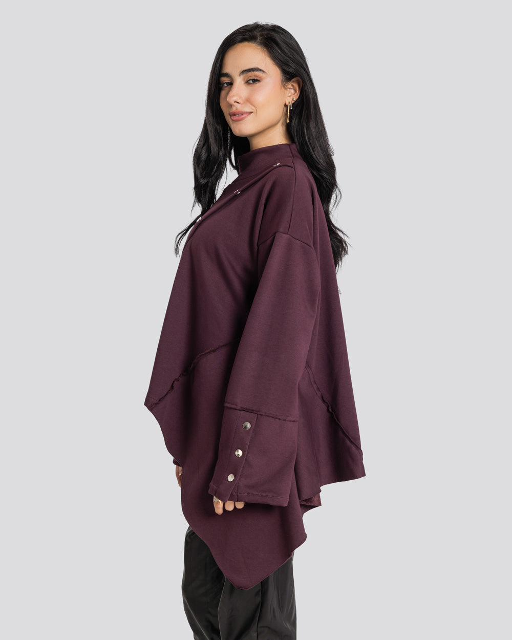 Asymmetric Edit Sweatshirt-Plum