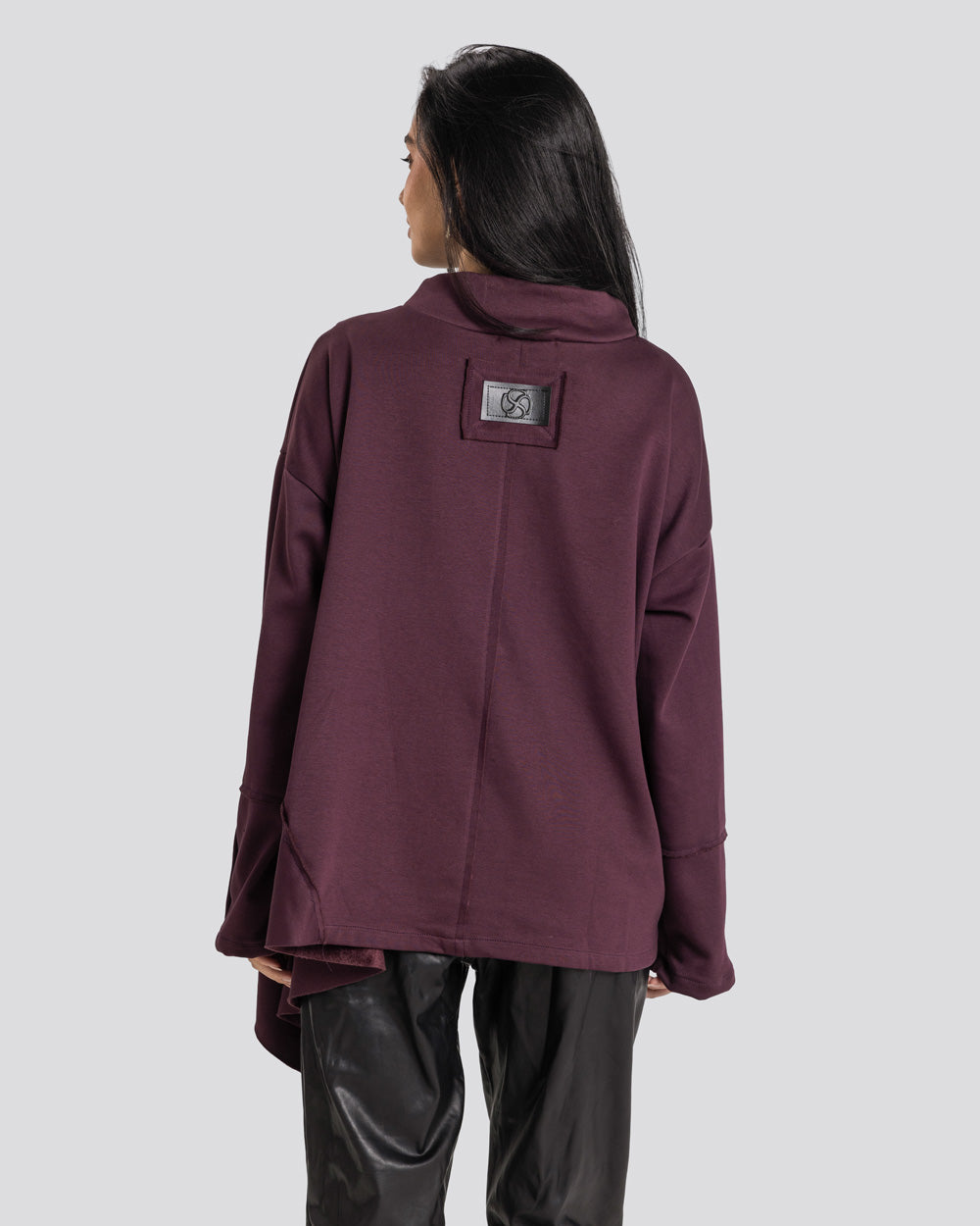 Asymmetric Edit Sweatshirt-Plum
