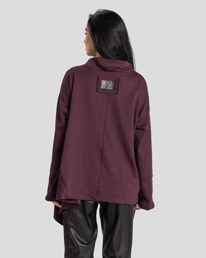 Asymmetric Edit Sweatshirt-Plum