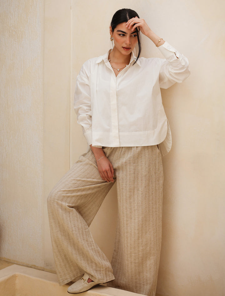 Cropped Poplin Shirt - Off White