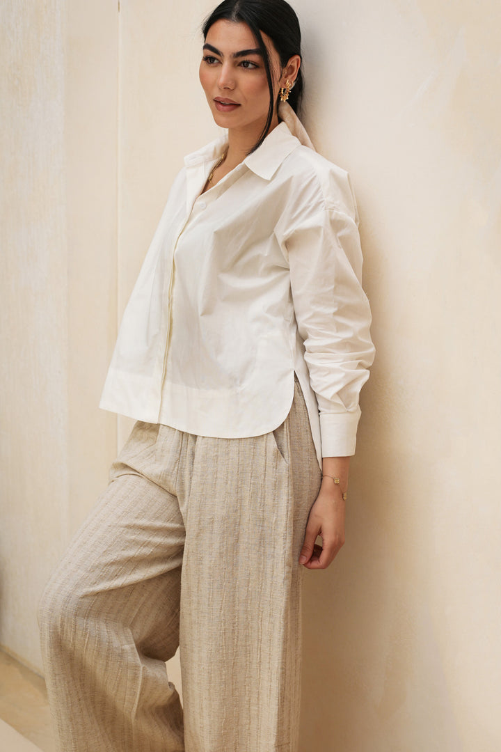 Cropped Poplin Shirt - Off White