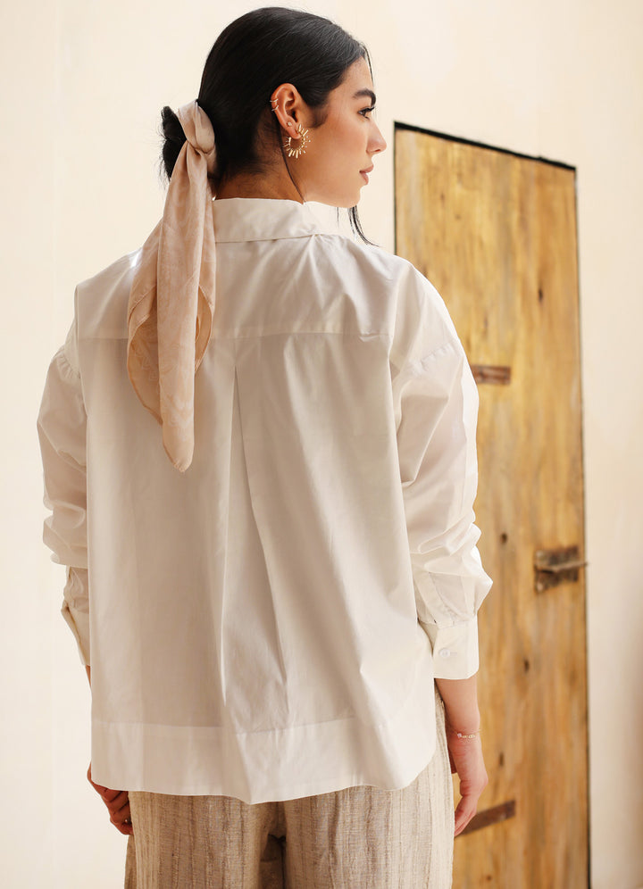 Cropped Poplin Shirt - Off White