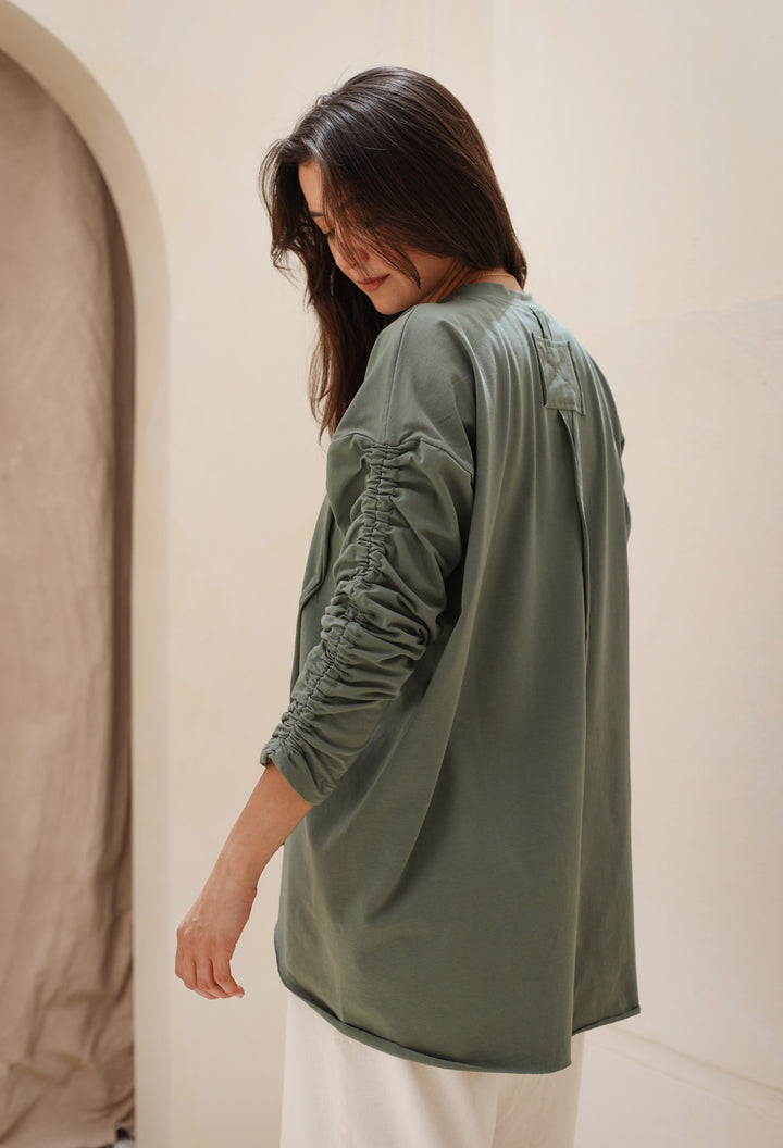 Basic Cotton T-shirt with cruched sleeves