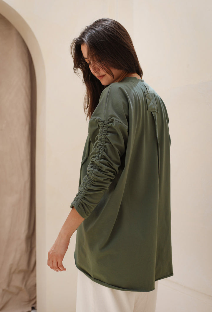 Basic Cotton T-shirt with cruched sleeves