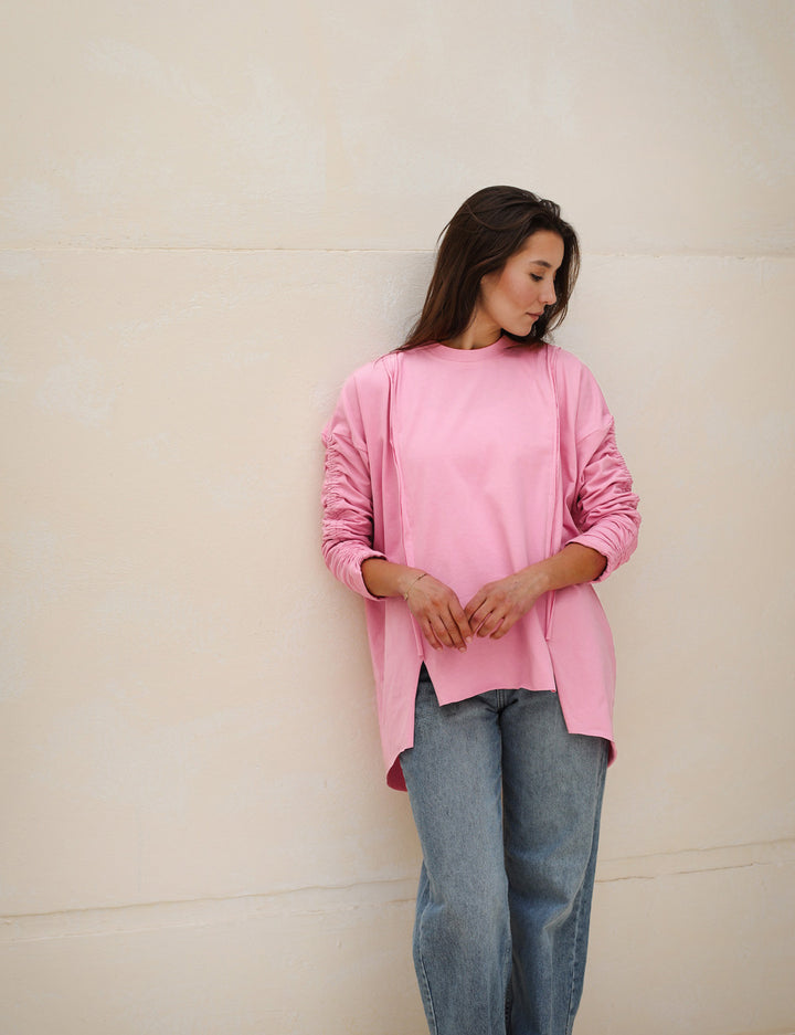 Basic Cotton T-shirt with cruched sleeves