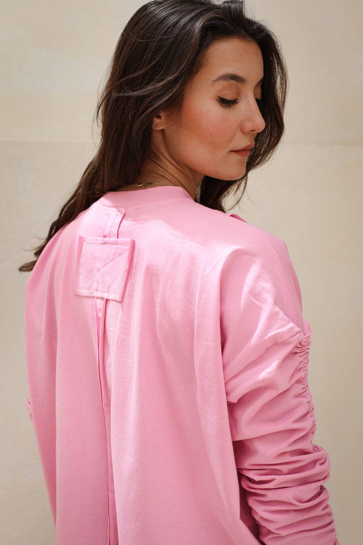 Basic Cotton T-shirt with cruched sleeves