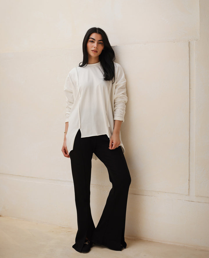 Basic Cotton T-shirt with cruched sleeves
