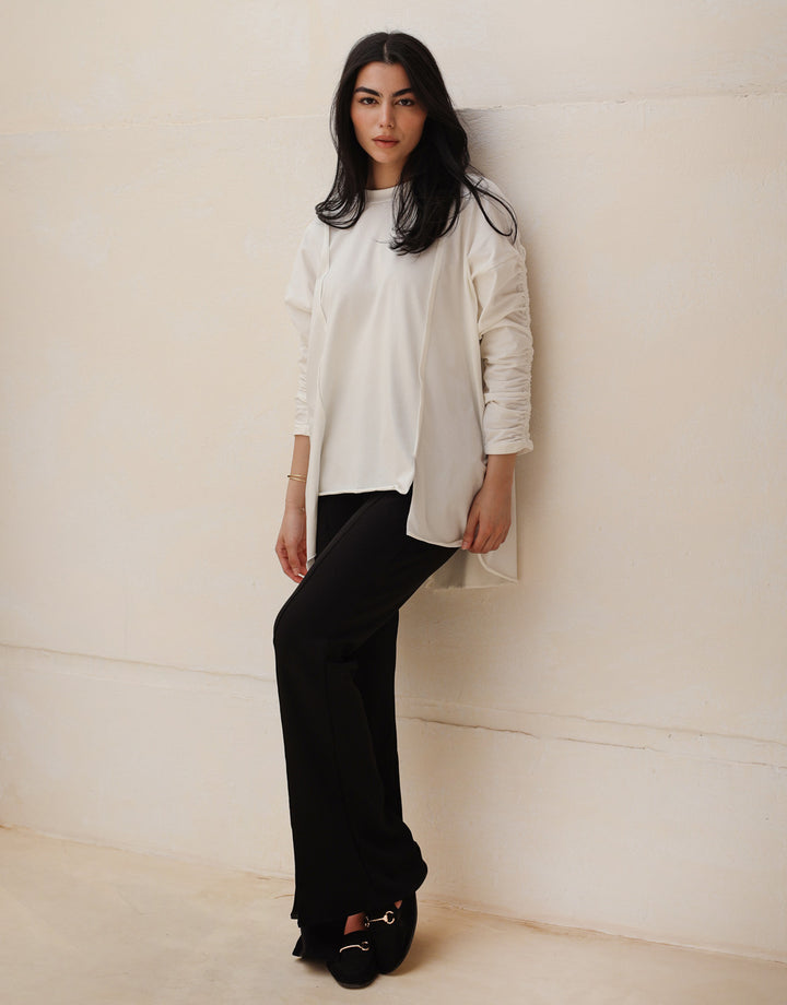 Basic Cotton T-shirt with cruched sleeves