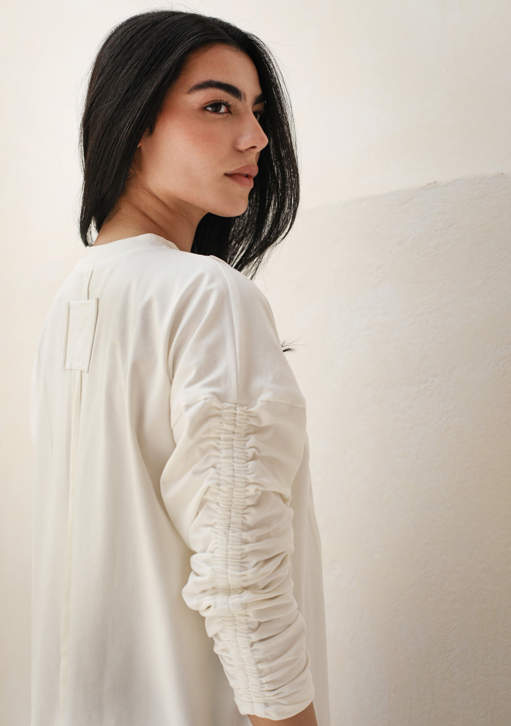 Basic Cotton T-shirt with cruched sleeves