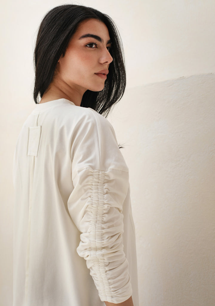Basic Cotton T-shirt with cruched sleeves