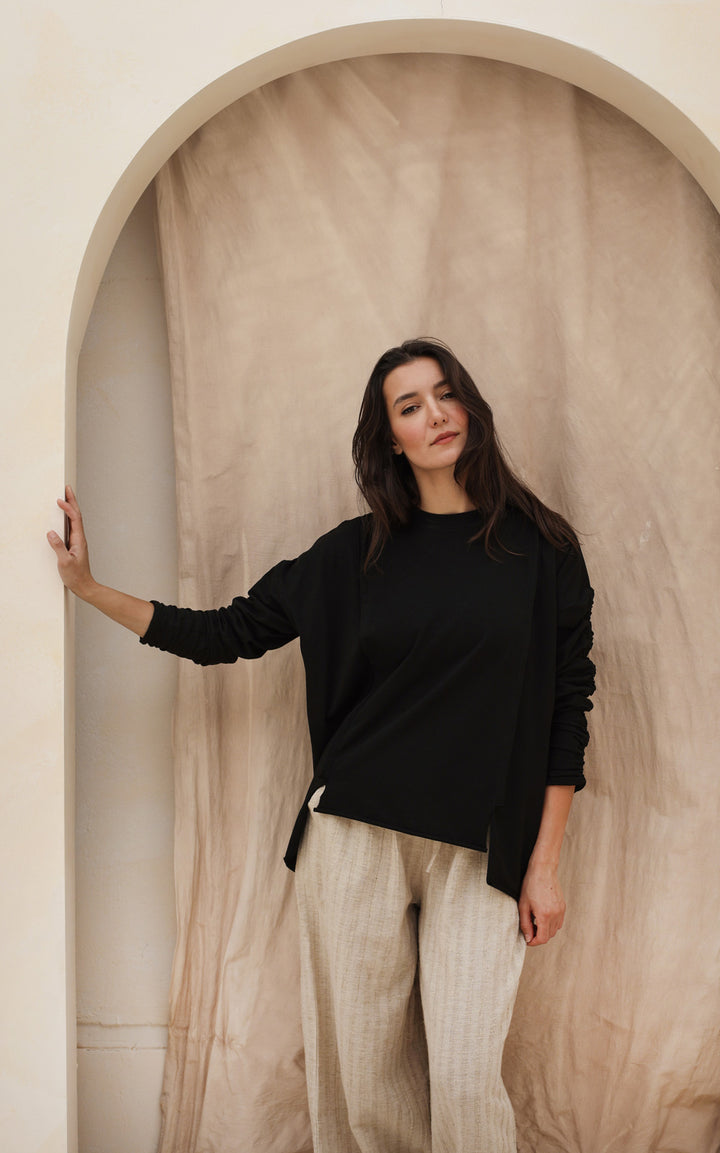 Basic Cotton T-shirt with cruched sleeves