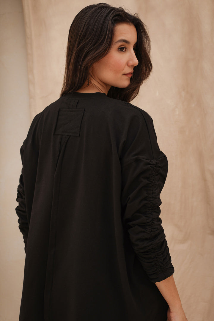 Basic Cotton T-shirt with cruched sleeves