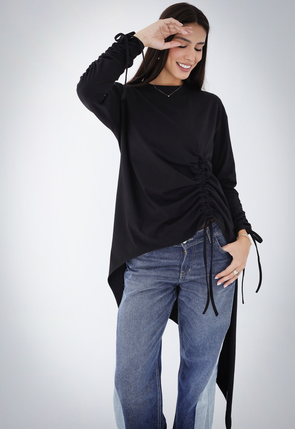 Asymmetric Crushed T-shirt – sarasalamadesigns