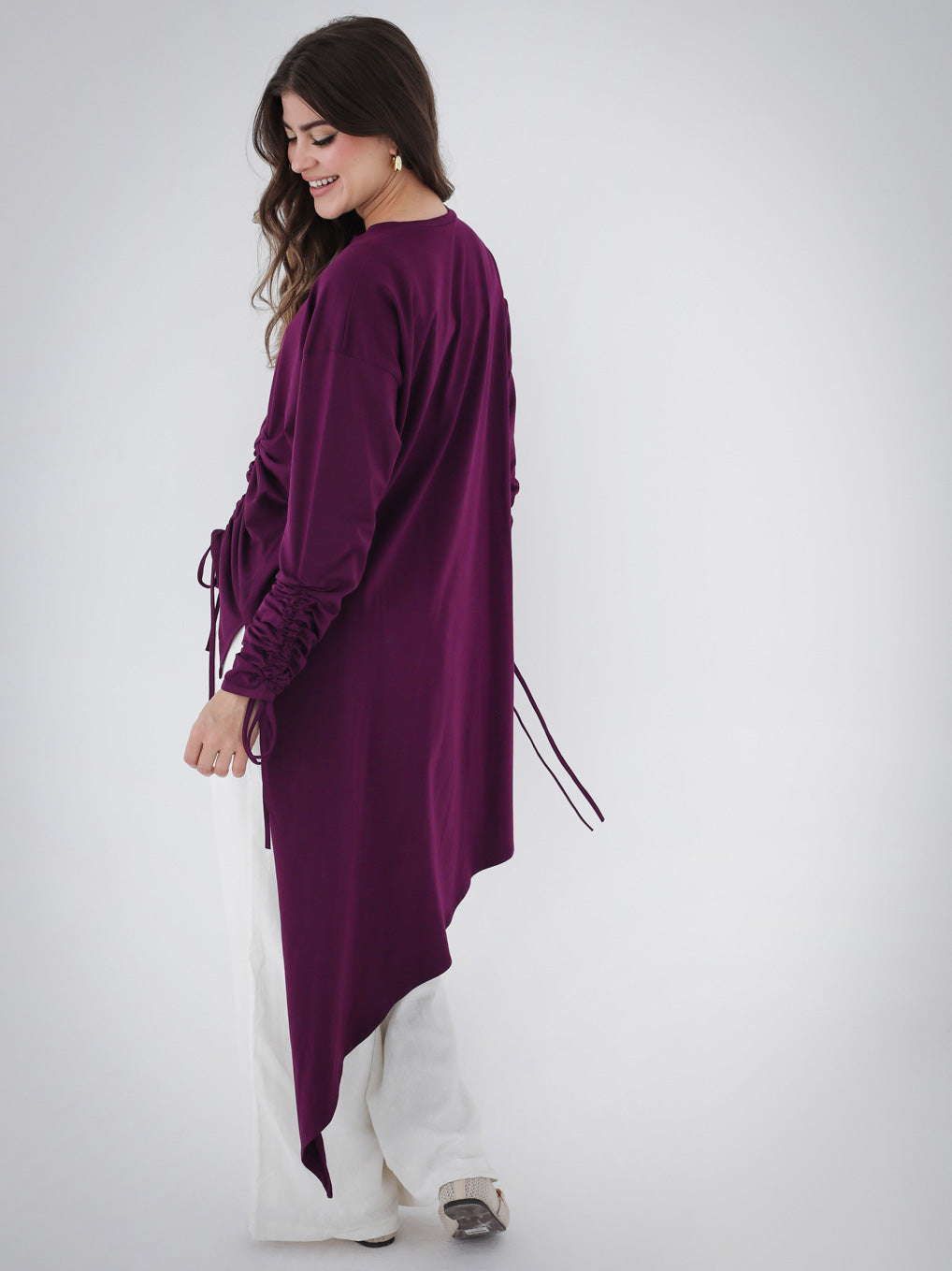 Asymmetric Crushed T-shirt – sarasalamadesigns