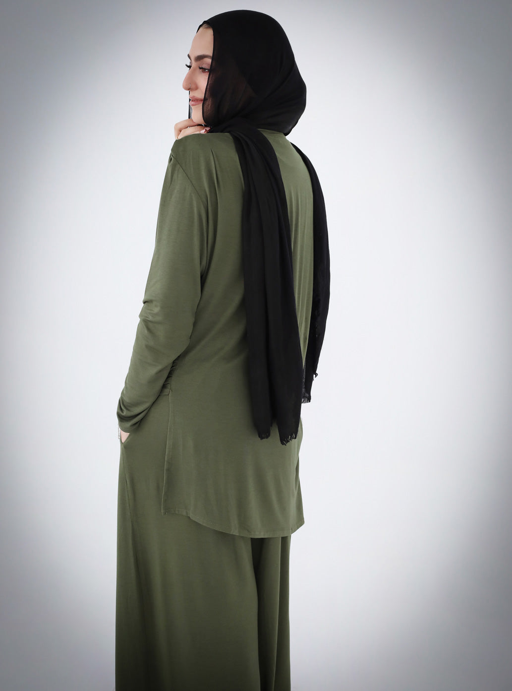 Draped Cotton Set - Olive