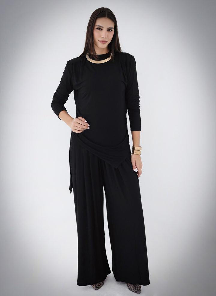 Draped Cotton Set - Black